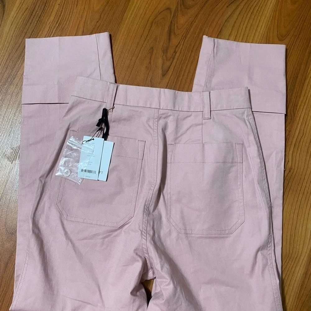 THE SCRIPT New With Tags Claudia Pants rose pink flat front straight leg linen 4